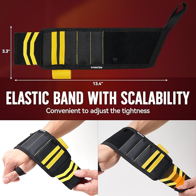 Gifts for Dad, Lanyard Magnetic Wristband for Tools, Birthday Gifts for Men, Lightweight 1680D Double Oxford Fabric, 12 Super Strong Magnets, Gifts for Men, Women, Yellow