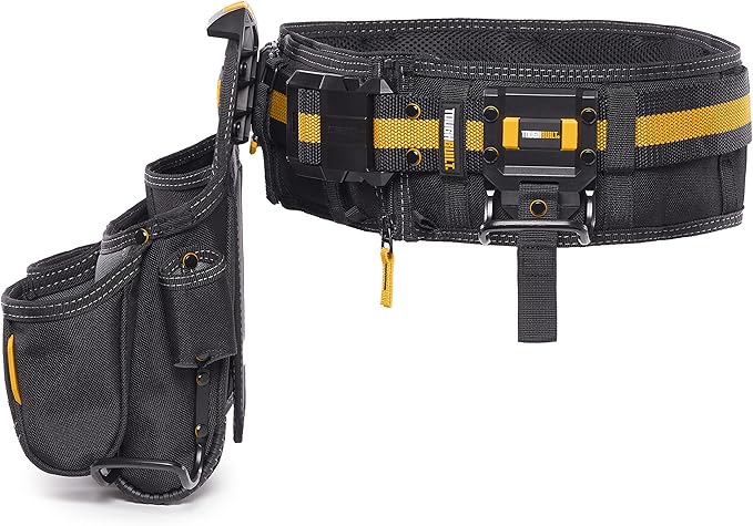 ToughBuilt ClipTech Series – 3-Piece Pro Framer Tool Belt Set, ClipTech™ Modular System with 2 Professional Pouches and Padded Belt, 1680D Heavy-Duty Construction (TB-CT-102-3P)