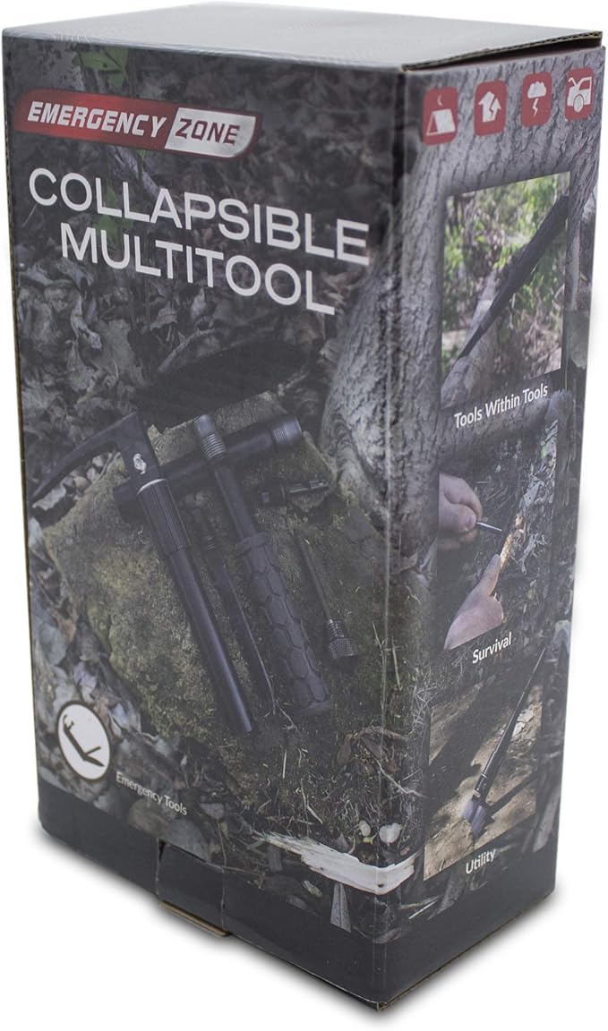 Emergency Zone 12-in-1 Collapsible Folding Shovel | Military 19.5 Inch Survival Shovel | Multitool with Carrying Case | Great for Hiking, Camping, Backpacking, Gardening, to Keep in Your Car | 5 Pack