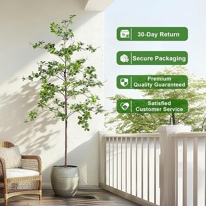 7FT Artificial Black Olive Tree Artificial Olive Plants, Tall Faux Olive Tree Faux Silk Plant Fake Plant Ultra-Realistic Silk Leaves & Natural Trunk Indoor Outdoor Use