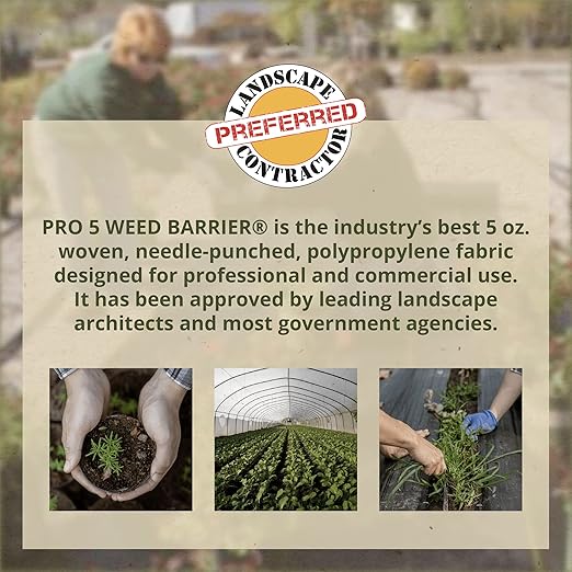 DeWitt Pro-5 Weed-Barrier Woven Landscape Fabric, 5 oz, Black, 4' x 250' - Heavy-Duty Growth Control, Water & Nutrient Permeable Ground Cover for Gardens, Pathways & Commercial Landscaping
