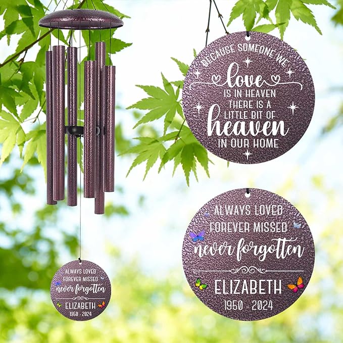 ASTARIN Personalized Memorial Wind Chime for Loss of Loved One 30/36/42 inch, Sympathy Deep Tone Wind Chimes for Mom Dad/Mother Father, Remembrance Gifts for Grief Condolence Funeral, Bereavement 22