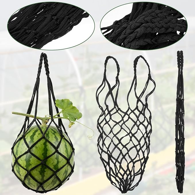 10 Pack Melon Hammock Watermelon Nets,Heavy Duty Garden Trellis for Cantaloupe Pumpkin Support,Vertical Garden Hanging Bag, Black