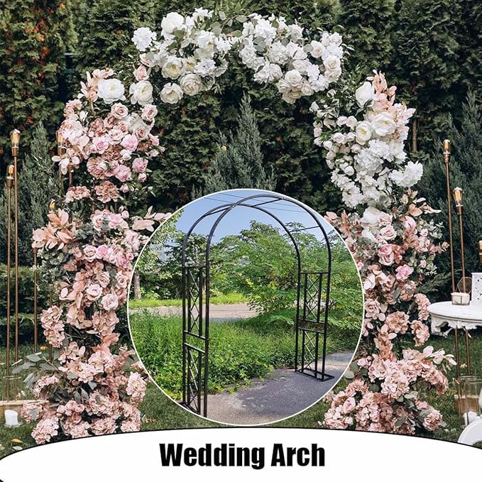 Garden Arbor, Metal Wedding Arch for Ceremony Party, Garden Trellis for Climbing Plants Outdoor, Wide 55" 71" 87" 103" 118" 134" Garden Arch Stand for Garden, Backyard, Lawn(Brown,71" x 91" x 16")
