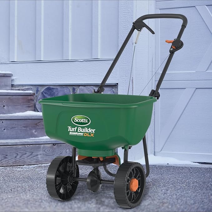 Scotts Turf Builder EdgeGuard DLX Broadcast Spreader for Seed, Fertilizer, Salt, Ice Melt, Holds up to 15,000 sq.ft. Product