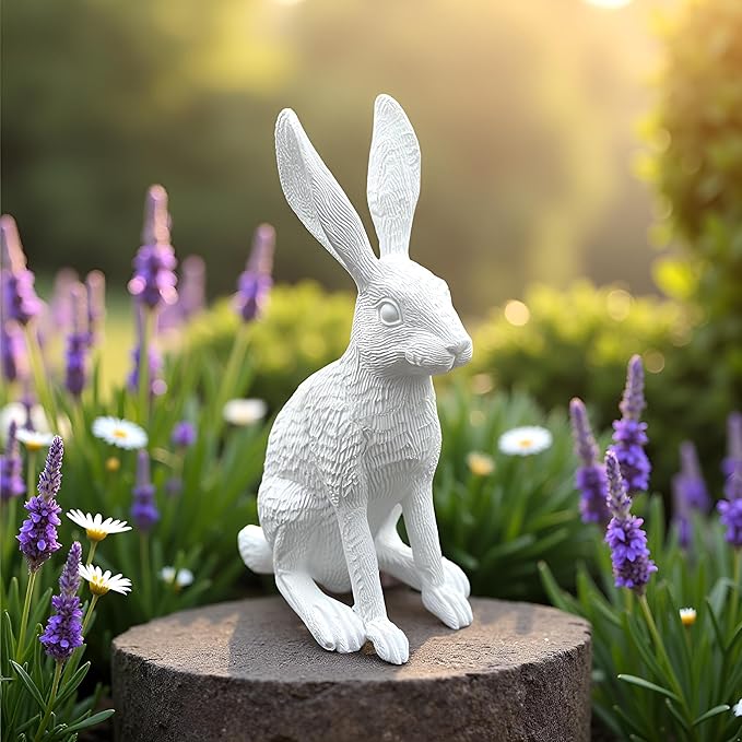 10.2 Inch Resin Garden Statues,Bunny Figurine Decorations for Lawn,Balcony-Yard Art Garden Patio Decor,Unique Housewarming Birthday Gifts for Women