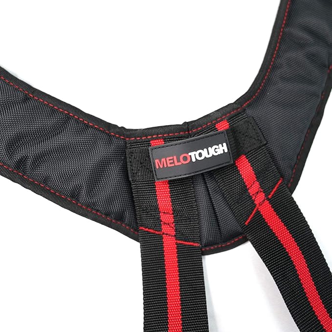 MELOTOUGH Tool Belt Suspenders Construction Work Suspenders with detachable phone holder comfortable foam shoulder padder (Red)