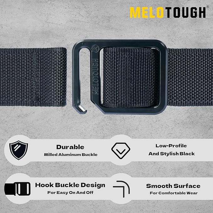 MELOTOUGH Modular EDC Tool Belt - 1.75 Inch Adjustable Black Nylon Work Belt with Metal Buckle,Electrician Tool Belts for Men