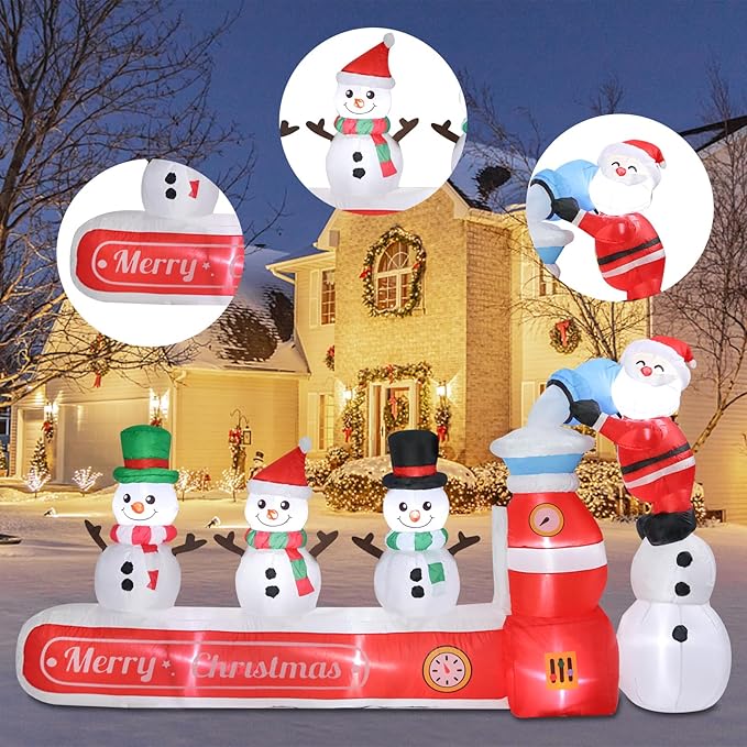 Vipush 6.9 FT Christmas Inflatable Decorations Snowman Maker Christmas Decorations Outdoor Inflatable with LED Light, Outdoor Holiday Decor Blow Up Yard Decor