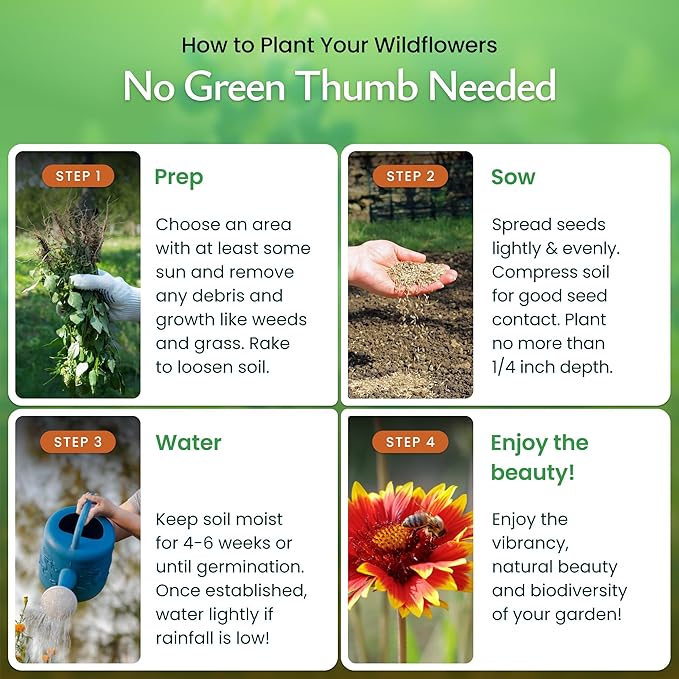 Created By Nature Partial Shade Wildflower Seed Mix, 11 Flower Varieties, 37,000 Seeds