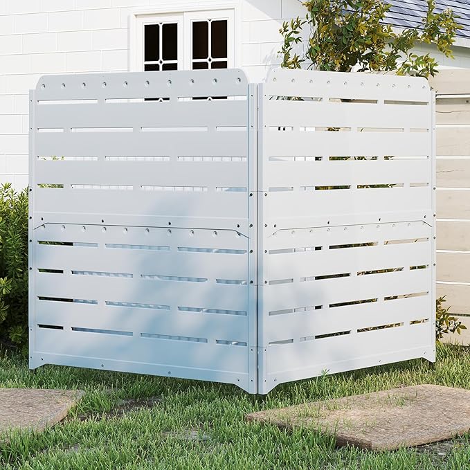 HOMSPARK Fence Privacy Screen Decorative Garden Fence Panels Multi-Purpose, No Dig Animal Barrier Fence Air Conditioner Fence Panels for Outside Yard Patio Pool, 45.7" W x 52" H, 2 PCs, White