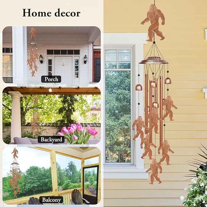 YHmall Big Foot Wind Chimes for Outside, 35" Big Foot Gifts for Women Men Mom Dad, Metal Windchimes Outdoors for Patio Yard Home Garden Decorations