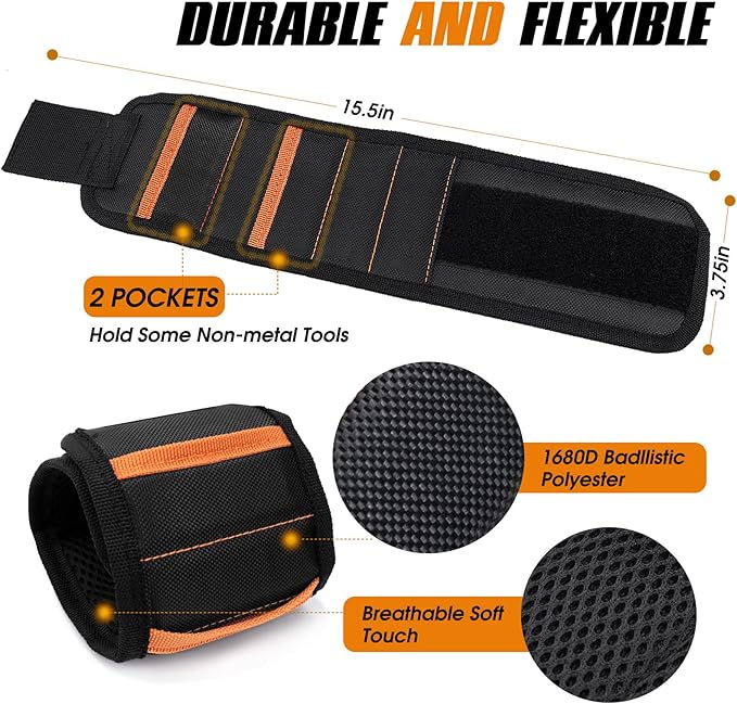 Magnetic Wristband - Cool Gadgets Tool belt with 20 Strong Magnets to Hold Screws, Gifts for Dad from Daughter Son - Birthday Gift Christmas Stocking Stuffers for Men Women Him Husband Handyman