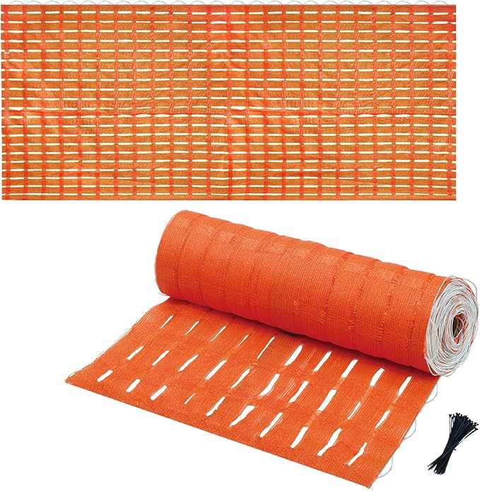 5' X 100' Safety Fence Orange Plastic Mesh Fence Roll for Temporary Construction Barrier Fence Snow Fence, Road Safety Warning Fencing Garden Netting Animal Barrier,Crowd Control