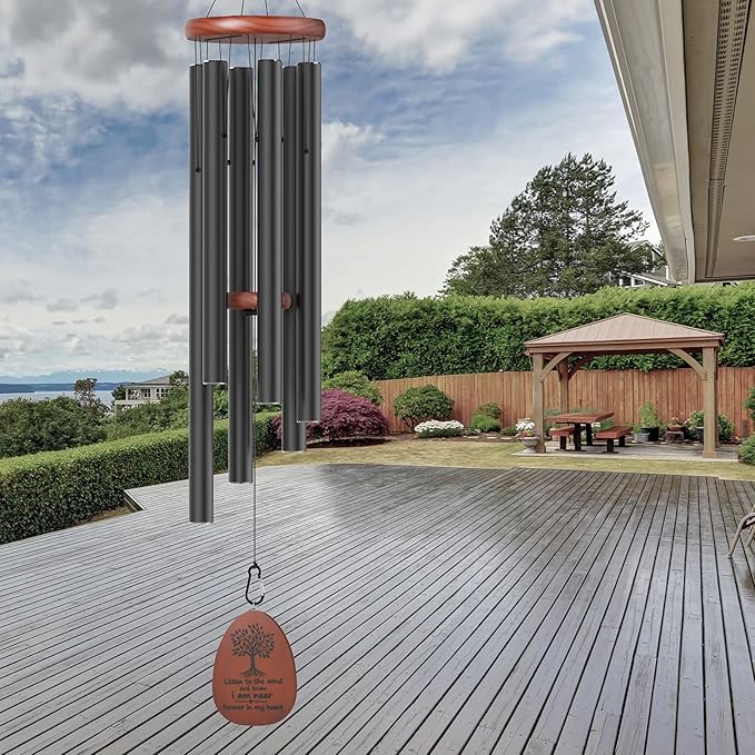 Sympathy Memorial Wind Chimes for Loss of Loved One,41 inch Large Wind Chimes Outside Deep Tone,Ideal Memorial/Bereavement/Sympathy Gift for Condolence and Funeral (Black)