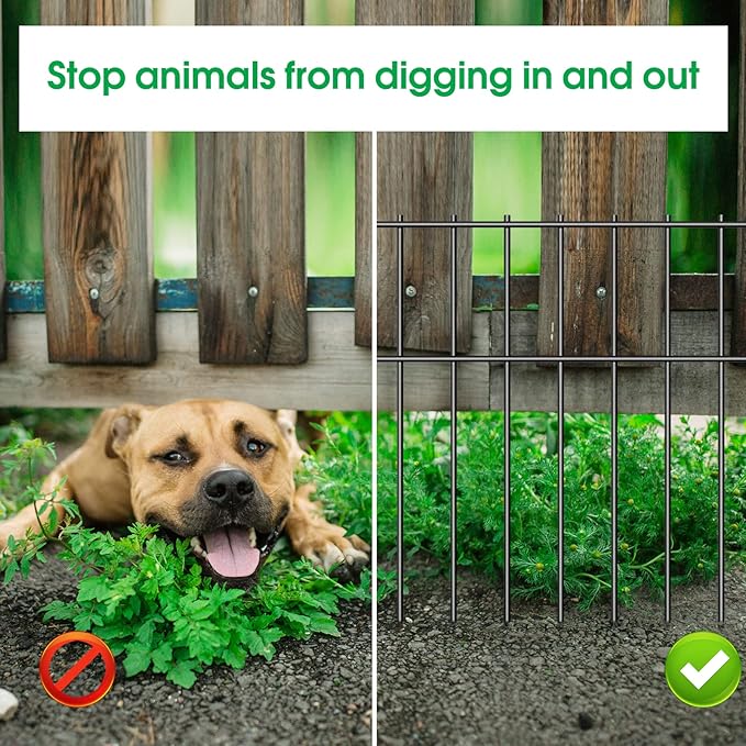 20 Pack Animal Barrier Fence, 16.7 Inch(H) X 20 Ft(L) Dog Fence No Dig, Rustproof Metal Wire Garden Fence Border, Dog Rabbits Ground Stakes Fence for Outdoor.