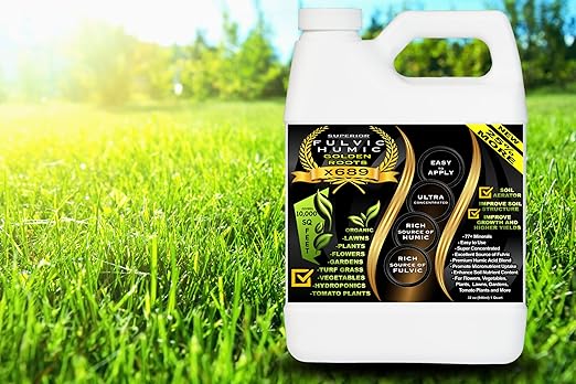 Humic Acid & Fulvic Acid Liquid Concentrate - 10,000 sq ft - Organic Plant Food Enhancer for Lawn, Plants, Turf Grass & Garden Soil
