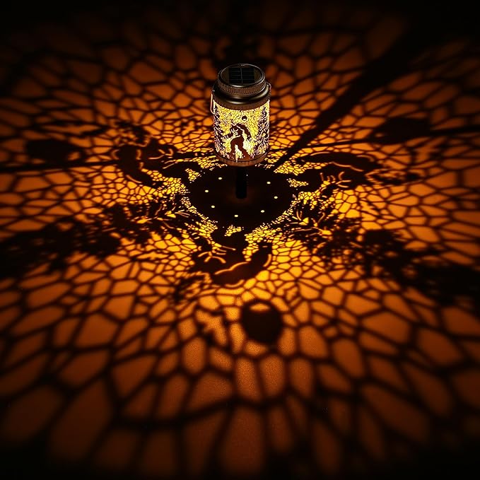 Cooo 2 Pack Solar Pathway Lights & Solar Lanterns Outdoor Waterproof Landscape Path Lights Christmas Lights Gifts for Women Mom Grandma for Garden Yard Patio Backyard Porch Decorations- Gold Wild Man