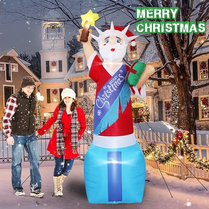 DearSun 8FT H Giant Animated Christmas Inflatable Santa Claus, Blow up Christmas Santa with Build-in LED Lights Outdoor Indoor Holiday Garden Yard Decoration