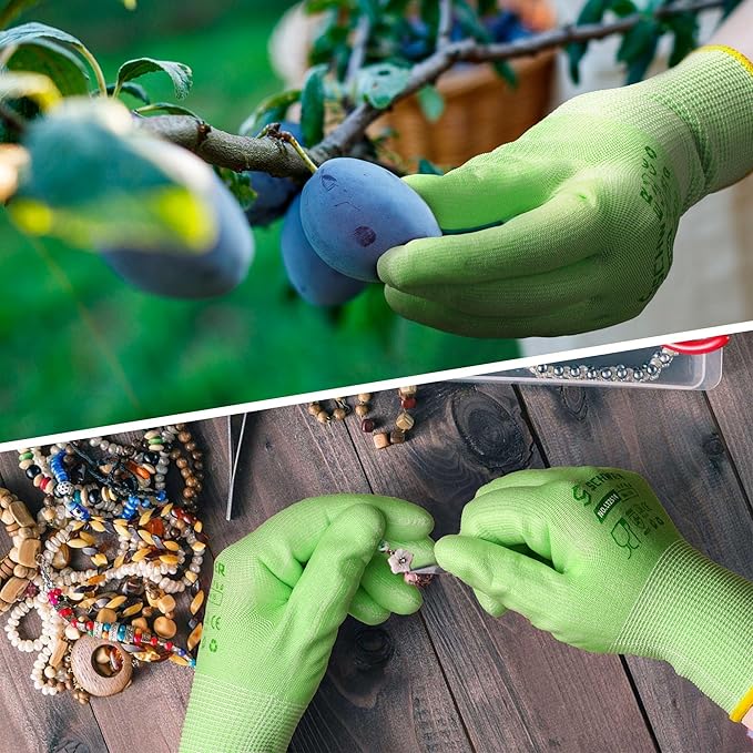 Schwer 6 Pairs Gardening Gloves, Water-based PU Coating, Ultimate Environmental Safety, Comfortable and Breathable Garden Gloves for Men and Women, Working Gloves for DIY, Outdoor Activities, XXL