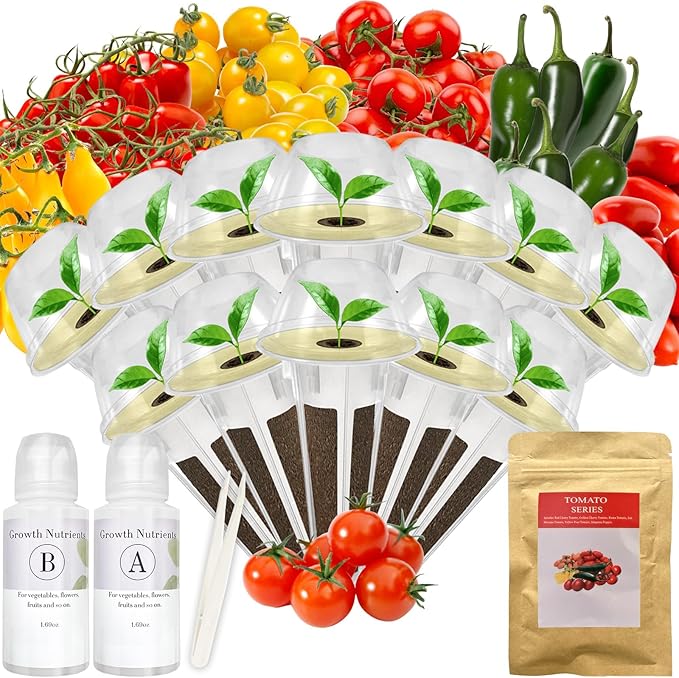 Heirloom Tomato Seed Pod Kit for AeroGarden, iDoo, Ahopegarden, MUFGA with Red Heirloom/Golden Harvest Cherry Tomato, Roma/San Marzano/Yellow Pear Tomato - Compatible with All Hydroponics (12-Pod)