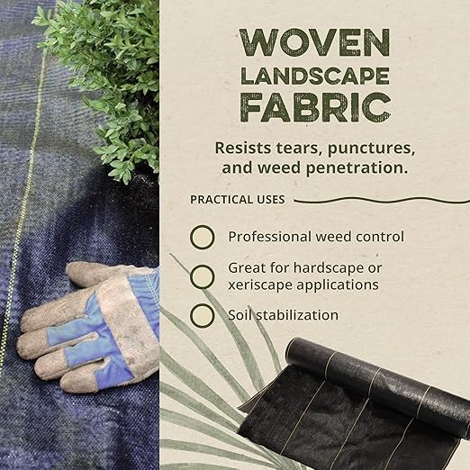 DeWitt Pro-5 Weed-Barrier Woven Landscape Fabric, 5 oz, Black, 4' x 250' - Heavy-Duty Growth Control, Water & Nutrient Permeable Ground Cover for Gardens, Pathways & Commercial Landscaping