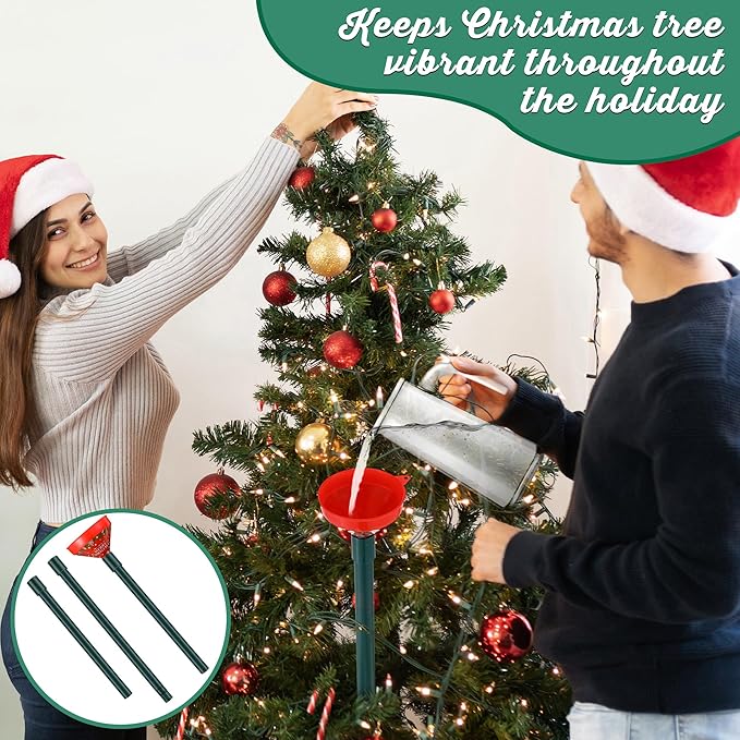 2 Pack Christmas Tree Watering Funnel System, 44 Inch Christmas Tree Watering Stick with Adjustable 3-Section Design, Reusable & Spill-Free, Xmas Plant Waterer Tool for Indoor and Outdoor
