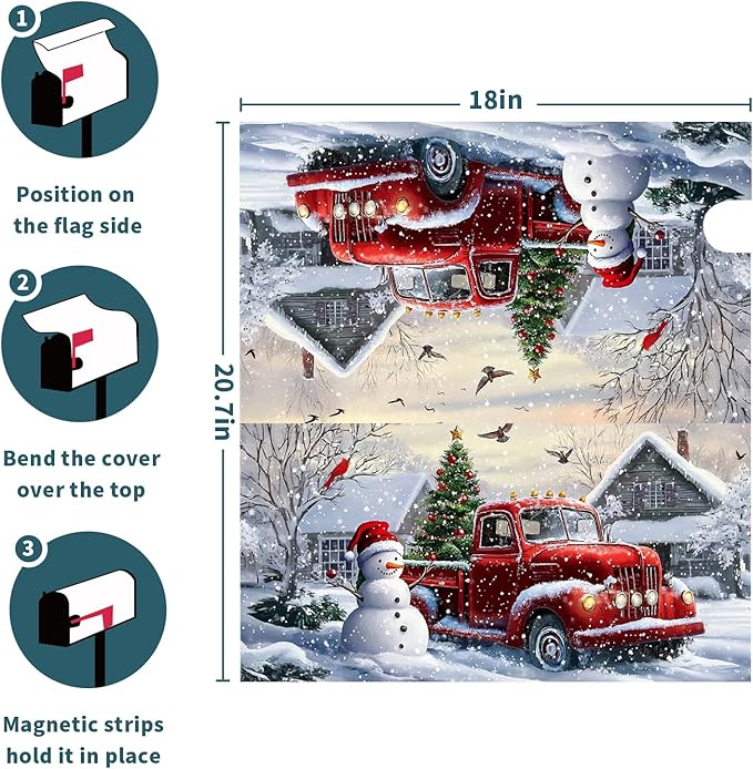 Winter Magnetic Mailbox Cover Snowman Snowflakes Mailbox Cover Magnetic Standard Size 18 X 21 Inch Christmas Mailbox Post Cover Mailbox Wraps Mailbox Decor for Home Garden Outdoor Yard