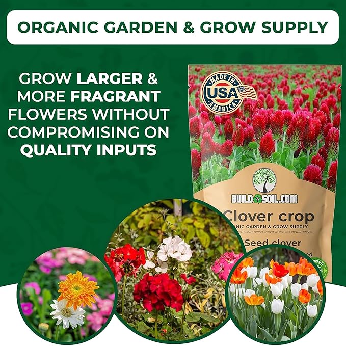 BuildASoil No-Till Clover Seed Cover Crop Blend 12 Species Cover Crop Seed Mix Premium Clover Seeds for Lawn - Plants Friendly Cover Crop for Garden - 60% Clover (3 lb Bag)