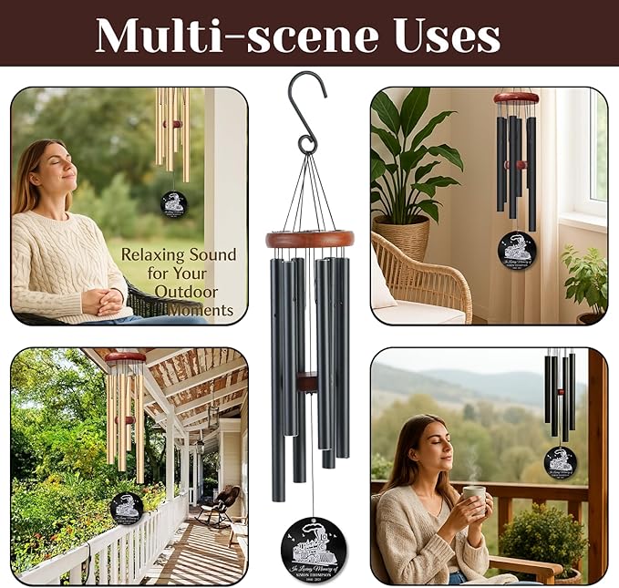 Personalized Train Memorial Wind Chimes for Outdoors – Custom Name & Years Remembrance Gift – Memory Chimes for Loss Loved Ones – Sympathy Gifts for Loss – in Loving Memory Railway Tribute Décor
