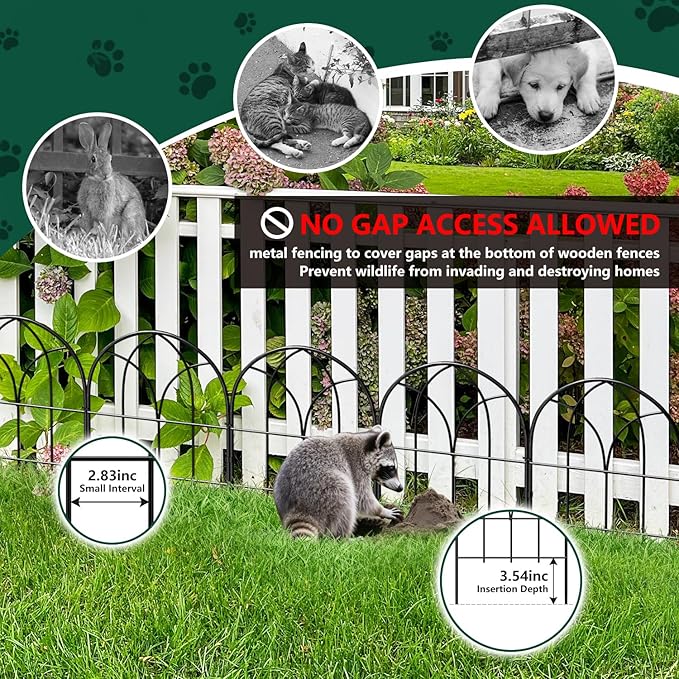 Small Garden Fence Animal Barrier, 12.55"*16.53" Decorative Fence Panel, No Dig Fences Barrier, Arch 10 Pcs Black Metal Fencing, Garden Border Edging Fences, Dog Fencing Blocker for Yard, Flower Bed