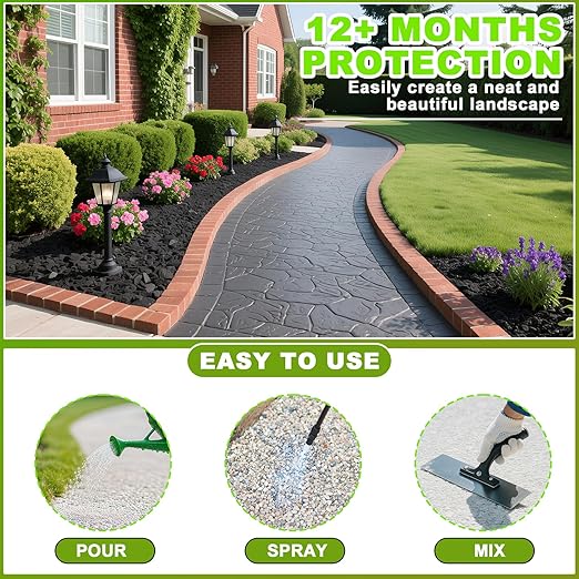 Mulch Glue for Landscaping - 1.3 Gallon Pea Gravel Glue, Pet-Friendy Stone Sealer, Stabilizer Mulch Adhesive for Pebble, Rubber, Garden Pathway, Landscape, Patio, Direct to Use