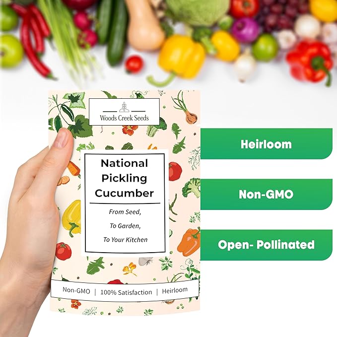 Woods Creek Seeds: National Pickling Cucumber Seeds for Planting - Over 90 Heirloom Cucumber Seed Pack - Non-GMO Pickling Cucumbers for Planting Indoors or Outdoors