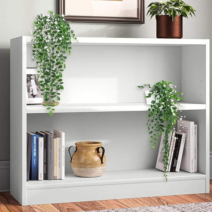 Artificial Hanging Plants, 2Pcs Fake Ivy Vine Artificial Ivy Leaves with White Flowers for Wedding Wall House Room Patio Indoor Outdoor Home Office Decor White