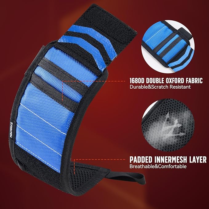 Gifts for Dad, Lanyard Magnetic Wristband for Tools, Birthday Gifts for Men, Lightweight 1680D Double Oxford Fabric, 12 Super Strong Magnets, Gifts for Men, Women, Blue