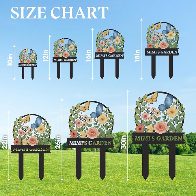 Personalized Garden Signs, Colorful Flowers Garden Decor for Outside, Decorative Yard Stakes, Metal Yard Art, Patio Decor, Custom Last Name Sign, Lawn Art, Gardening Gifts Color03