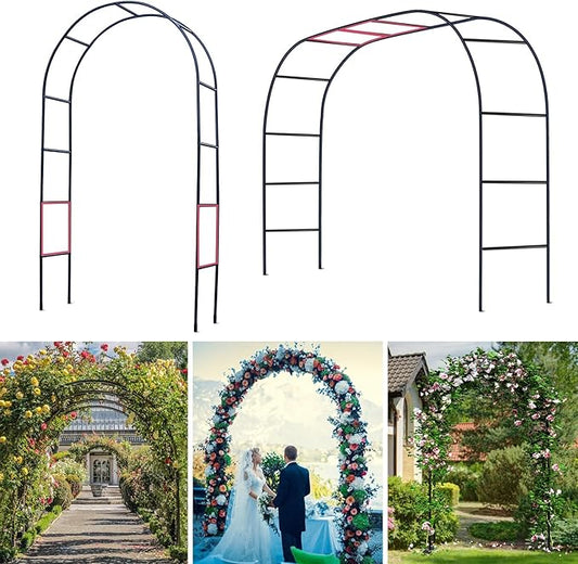 Thickened Tube Garden Arch Trellis - 4.6ft Wide x 7.9ft High or 7.6ft Wide x 6.4ft High - Trellis for Climbing Plants - Stable Garden Arbor, Wedding Arch Decorations, Birthday Party Decoration