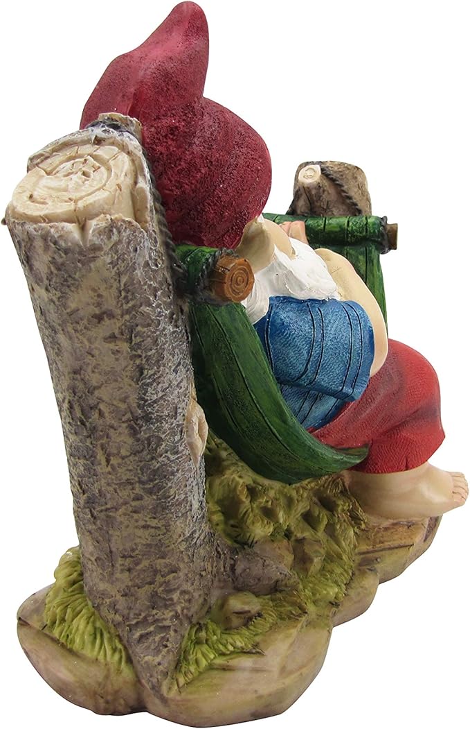 Comfy Hour Seed Soil and Yard Collection Resin Garden Gnome Sleeping On Stump Dwarf Figurine, Outdoor Decor