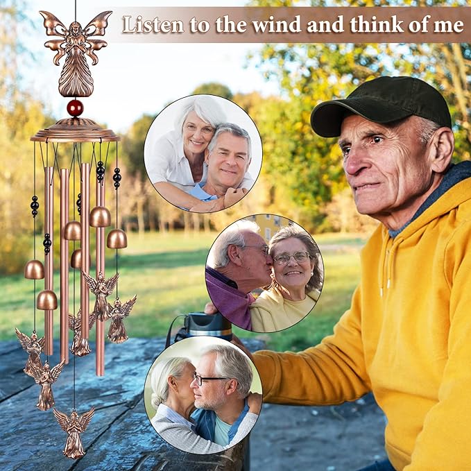 YHmall Angel Wind Chimes for Outside, 34" Angel Gifts for Women Memorial Wind Chimes, Soothing Tones Windchimes Outdoors for Patio Porch Yard Decor for Mom