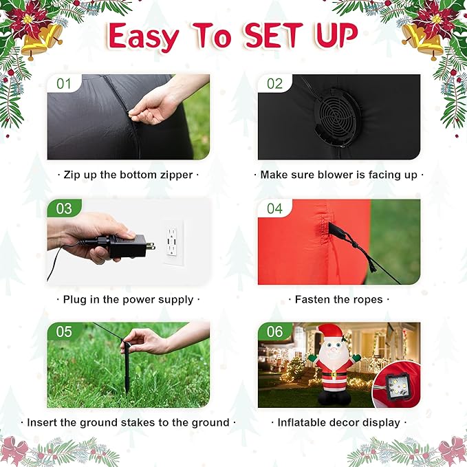 eUty 8ft Christmas Inflatable Outdoor Decoration Lighted Musical Santa Decor Waterproof Christmas Blow Up Yard Decorations for Xmas Holiday Party Yard Garden Lawn Decor