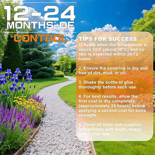 Rock Glue for Landscaping - 32 Oz Strong Stone Mulch Glue, Long-Lasting Gravel Adhesive for Garden, Yards, Plants, Outdoor Walkway, Pebbles, Pea Fish Tank Gravel, Weather-Resistant Rubber Mulch Binder