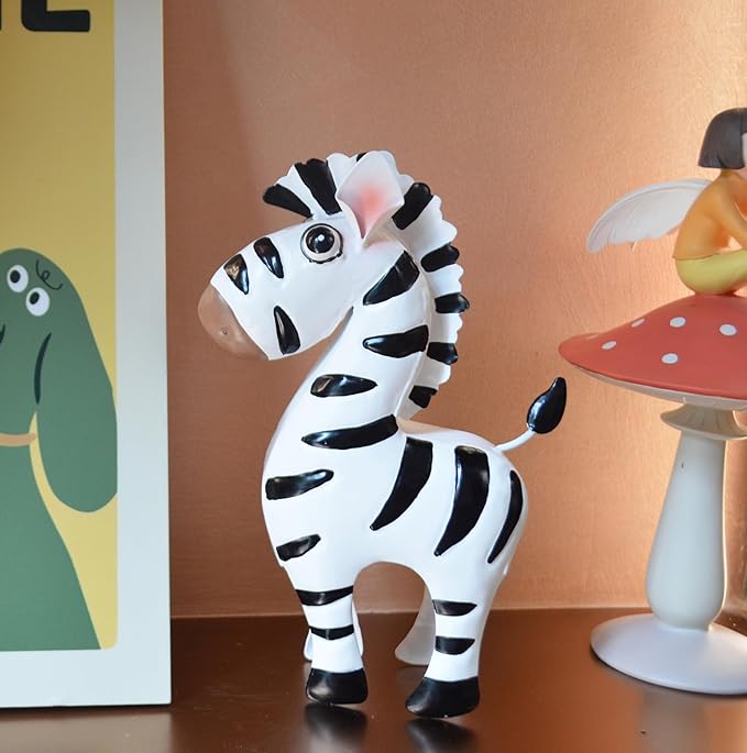 GIFTME 5 Metal Zebra Figurine Garden Outdoor Sculptures Decor,Cartoon Zebra Statues Home Decor for Kid's,Women,Family