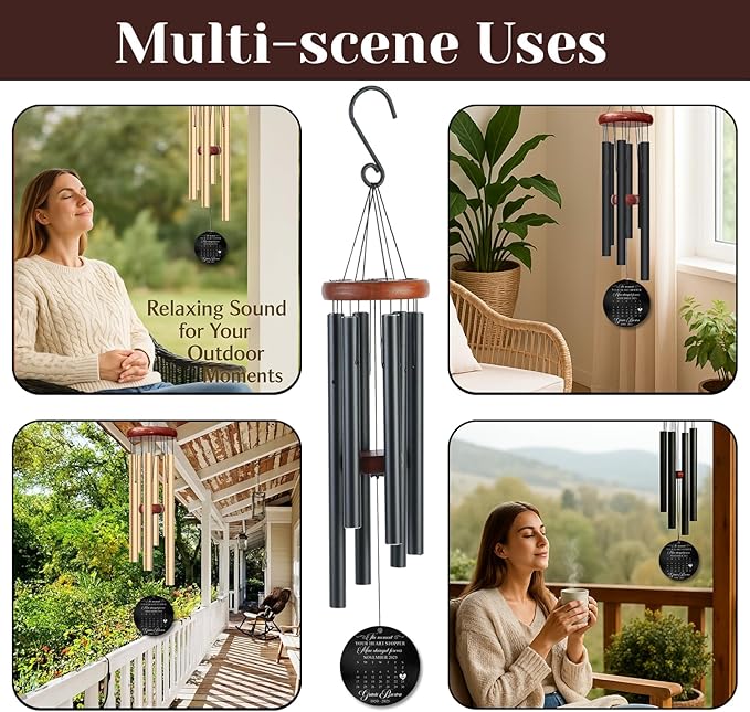 Personalized Calendar Memorial Wind Chime – “The Moment Your Heart Stopped, Mine Changed Forever” Custom Date, Name & Years – Sympathy Gift for Loss of Loved One – Windchimes for Outdoors Décor
