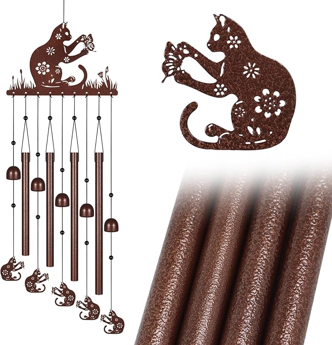 Cat Wind Chimes for Outside,Memorial Wind Chimes Gifts for Women and Grandma,Patio Garden Decor,Windchime in Loving Memory Outdoor Decoration for Yard, Patio, Porch, Lawn, Landscape