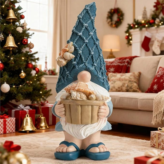 Beach Gnomes Statues,Ocean Gnomes,Nautical Themes Decoration,Beach, Gnome Holding a Bucket