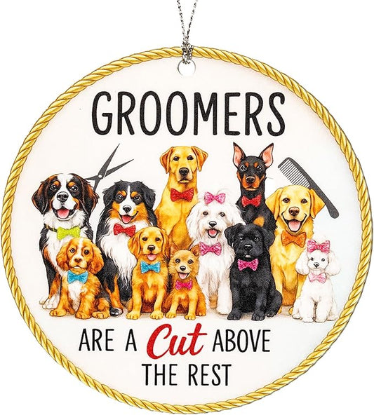 Groomer Ornament – Pet Groomer Christmas Ornament – Groomer Appreciation Card Xmas Gift – Pet Groomer Holiday Ornament – White Elephant Gifts - Xmas Tree Funny Decoration Dog Lover