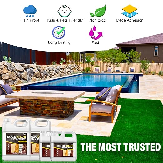 Rock Glue for Landscaping - Strong Mulch Glue for Pea Gravel Landscape, Concentrated Pea Gravel Stabilizer, Max Bonding Outdoor Mulch Binder for Walkways, Driveways, Garden, Patios, Yard (0.5 Gallon)
