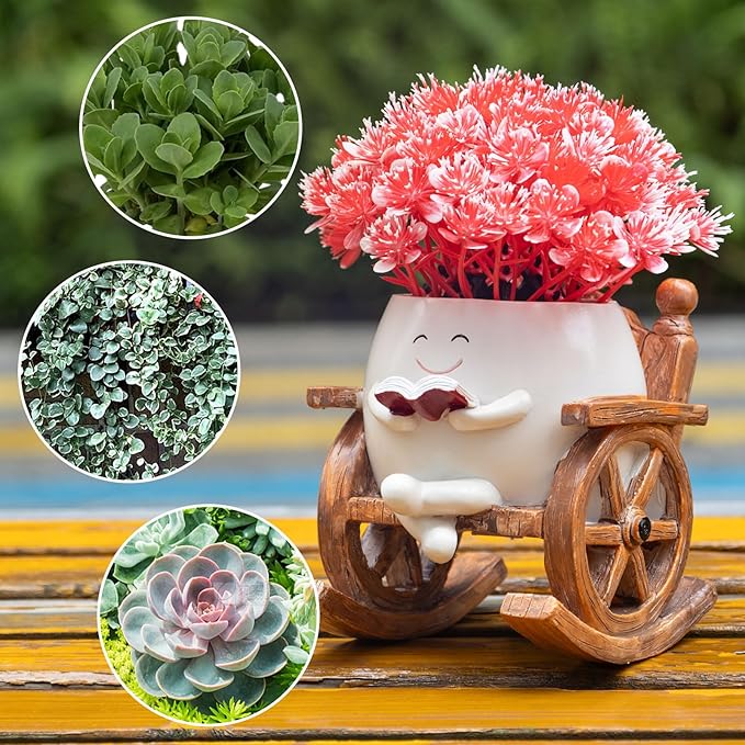 Smiley Face Planter Pots, Cute Rocking Chair Pot for Plants, Funny Flower Pot for Succulents with Drainage Hole Indoor & Outdoor, Gift Ideal for Lover Mother Grandma Friends(Rocking Chair Pot)
