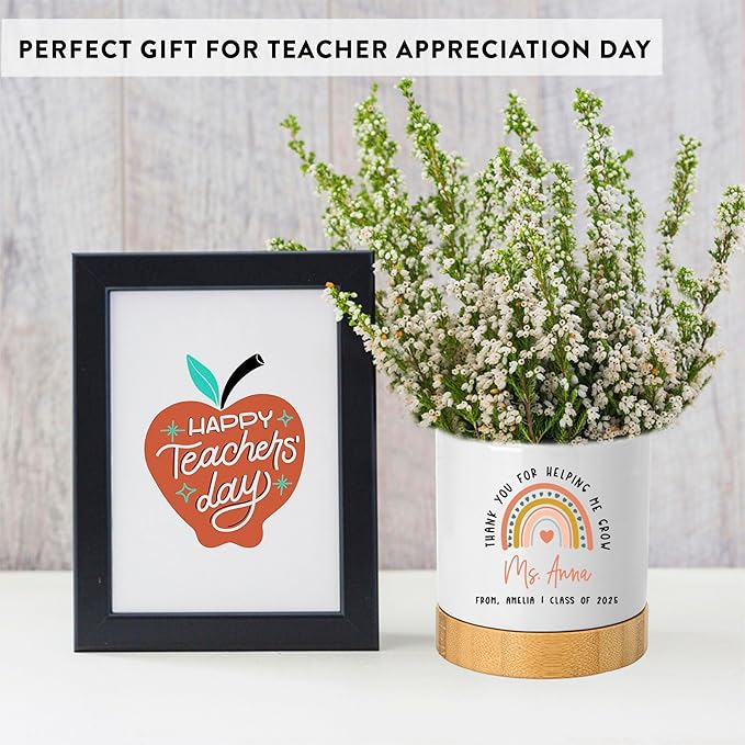 Custom Teacher Flower Pot with Drainage Personalized Thank You Gift by andaz Press