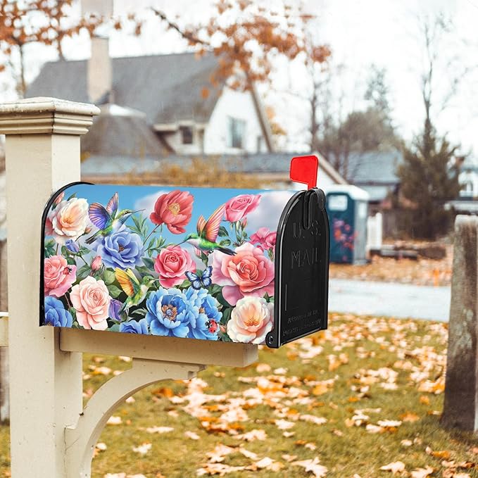Floral Mailbox Covers Magnetic Standard Size 18 X 21 Inch Spring Butterfly Flower Magnetic Mailbox Cover Wildflowers Mailbox Wraps Post Box Cover Decoration Outdoor Garden Home Yard Outside
